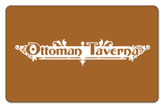 ottoman taverna white logo on a rust background